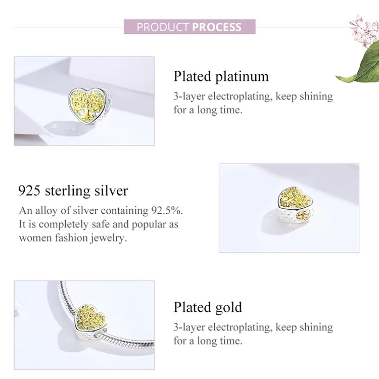

fashion Tree of Life Heart Sahpe Charm fit Original Bracelet Beads for Jewelry Making 925 Sterling Silver DIY Pendant Bijoux