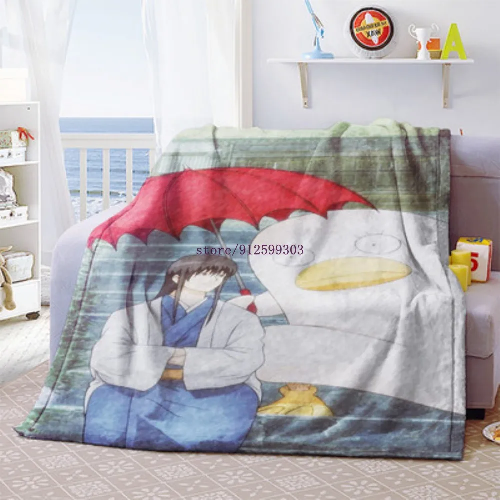 Gintama-Manta personalizada de felpa de terciopelo para el hogar, cobertor c&aacute;lido de estilo Anime, para cama, sof&aacute;, Unisex-3