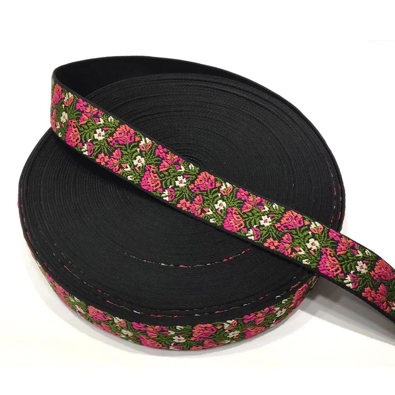 2 дюймов высокое качество вышивка полиэфирная тканая лента для сумке с цветком