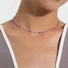 Ожерелье женское длиной до ключицы, с бусинами из смолы, золотого и серебряного цветов, 2020
