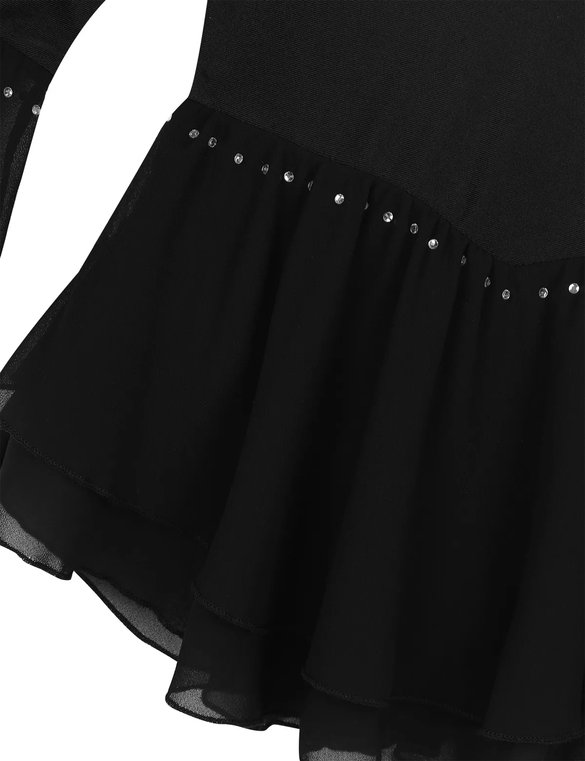 Блестящий сетчатый купальник с рукавами 3/4 для девочек стразы фигурного катания