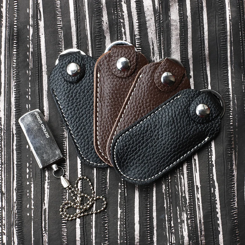 Genuine Leather U Disk Hasp Storage Bags Protective Cover Key Holder Black Bag Cases for USB Flash Drive Pen Drive Pendrives