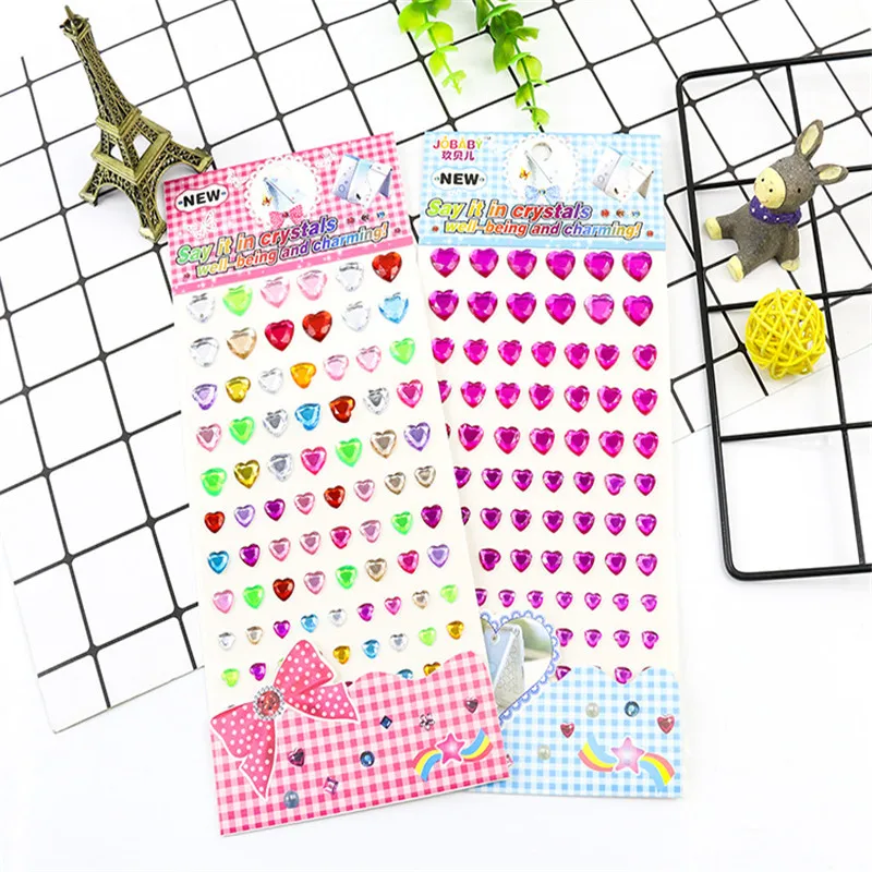 Акриловые наклейки с кристаллами для влюбленных разных размеров со стразами