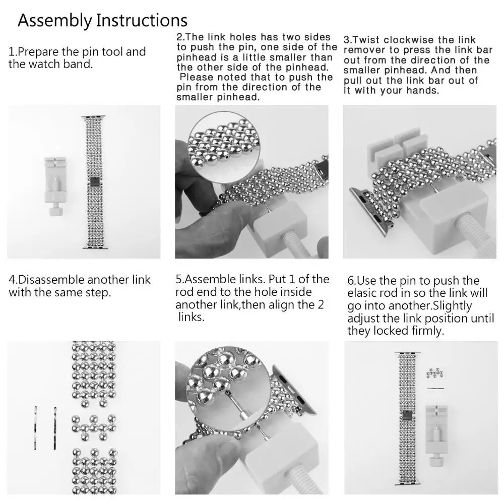 

Stainless Steel strap For Apple Watch Band 40mm 44mm 5 Beads Style Metal belt Bracelet iWatch 38mm/42mm series 3 4 5 se 6 band