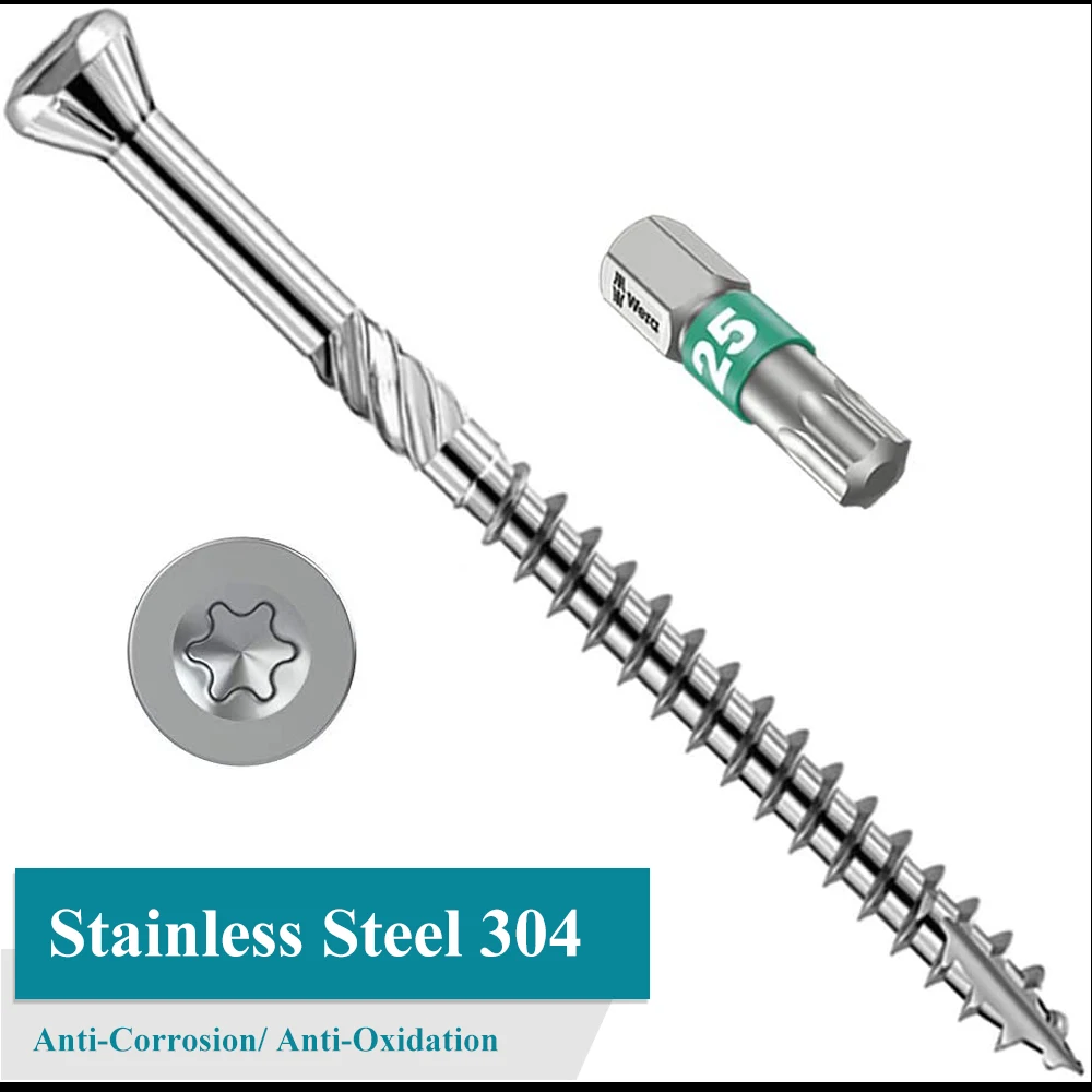 Винты с накатанным пазом Torx тип 17 из нержавеющей стали деревянной палубой привод