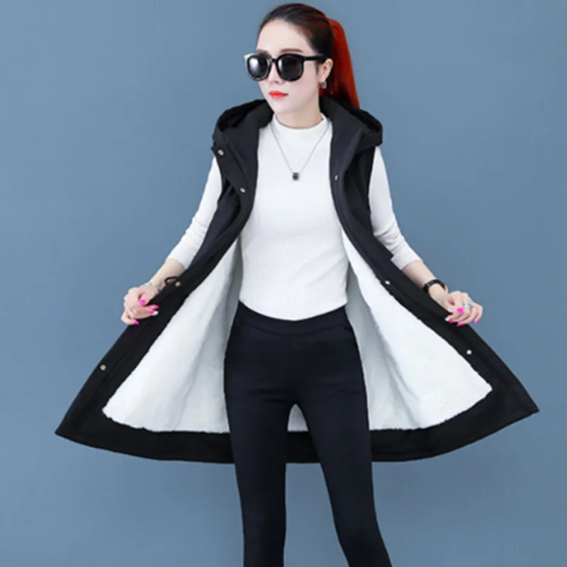 Женский Теплый жилет с капюшоном пуховая куртка без рукавов осенне-зимние жилеты