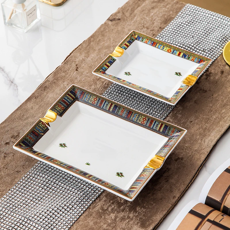 european luxury grid pattern ceramic cigar ashtray with human head horse design ash tray holder decoration business gifts free global shipping