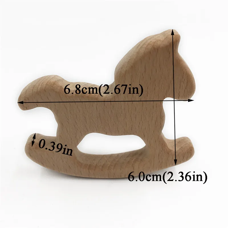 DIY мультфильм лошадь натуральный прорезыватель из буковой древесины соски цепь 3C