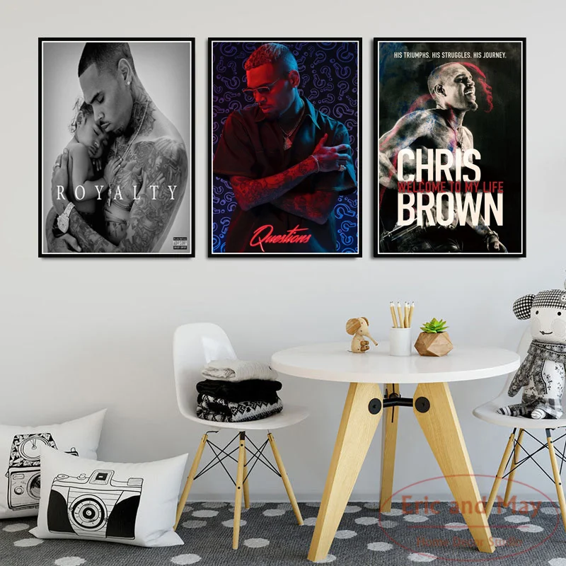 

Rapper Hip Hop Star Chris Brown Music Album Quality Wall Art Canvas Pictures Painting Decorations For Home Decor Obrazy