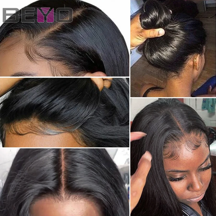 Плотность 180 бразильский Волнистый передний парик на сетке без клея парики из