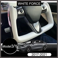 for tesla model 3 y yoke steering wheel with leather carbon fiber high quality customized for tesla model 3 model y 2017 2021