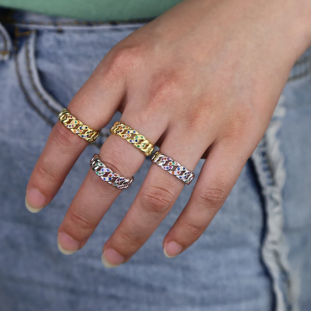 Модное кольцо открытое регулируемое мини-кольцо на палец Радужное цветное