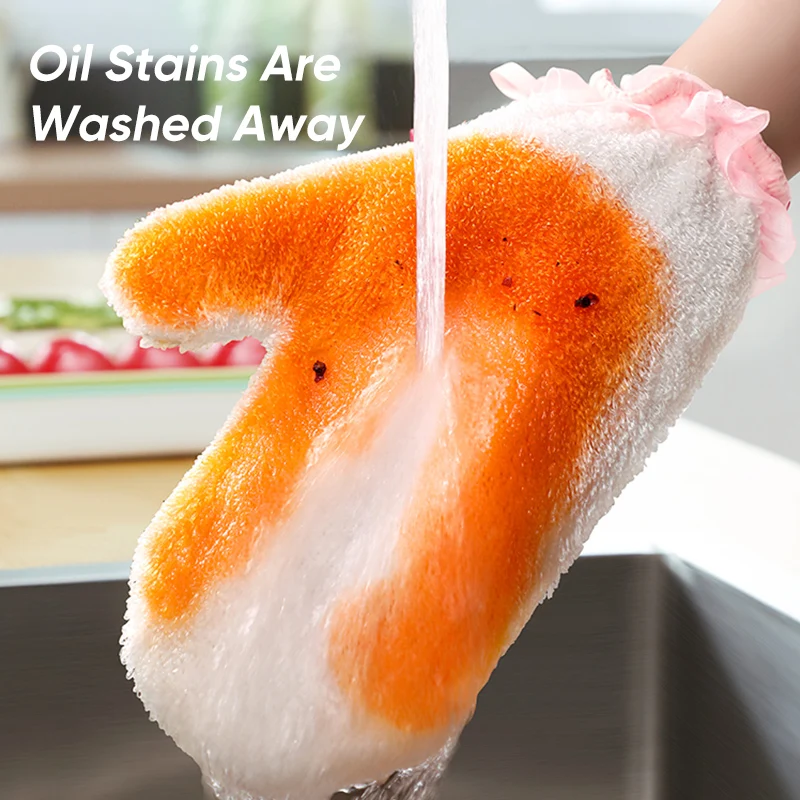 1 пара перчатки из бамбукового волокна для мытья посуды | Дом и сад