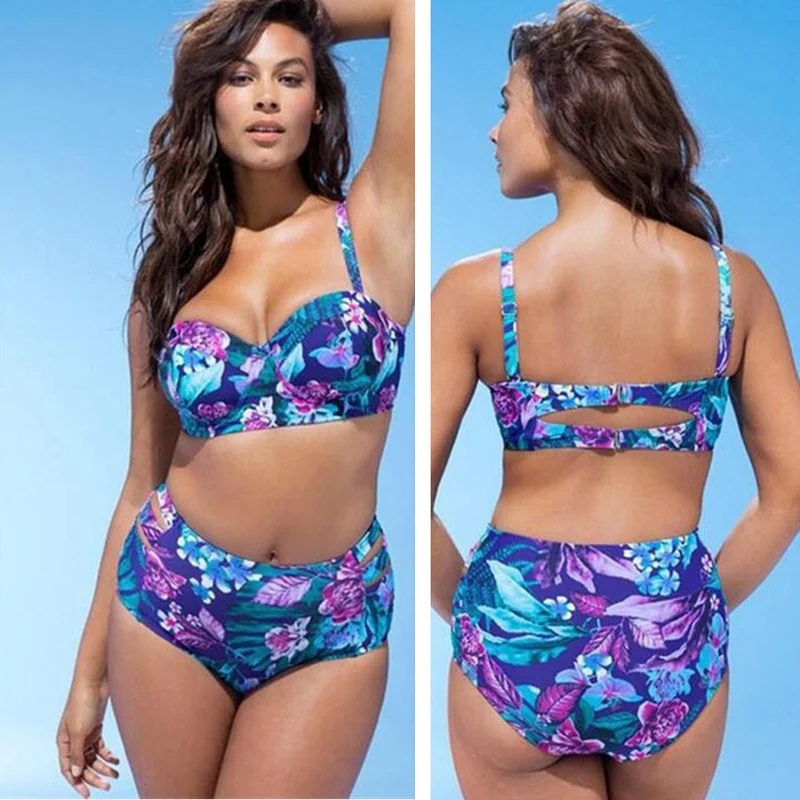 

Women's Swimwear 2021 Bikini Plus Size Two-Piece Suit High Waist Bikini Plus Size European And American Swimsuit Women