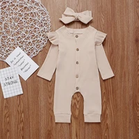 baby spring autumn clothing newborn baby girl boy ribbed clothes knitted cotton romper jumpsuit solid 2pcs outfits