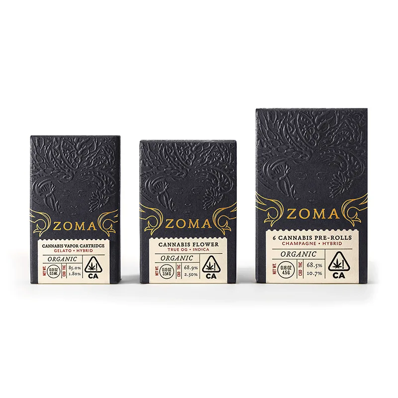 Черно белая картонная коробка с уф лазерной выпуклой печатью индивидуальная