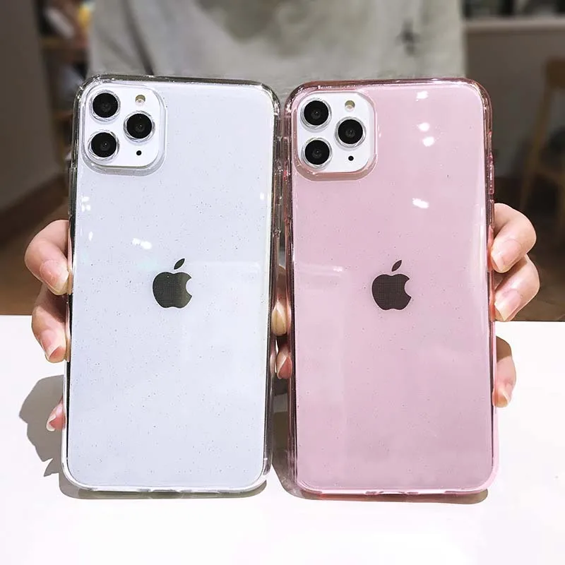 USLION Прозрачный блестящий чехол для телефона iPhone 11 X XR XS Max 7 8 6 6S Plus Мягкий ТПУ задний Чехол блестящая Обложка для iPhone 7Plus