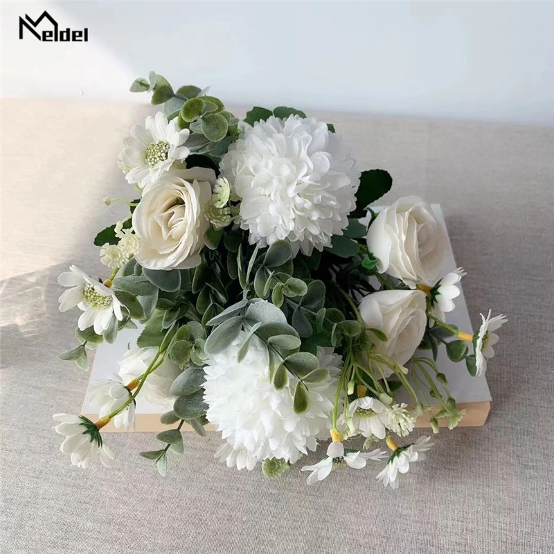Meldel букет невесты цветок свадебная Роза искусственная Маргаритка Шелковый