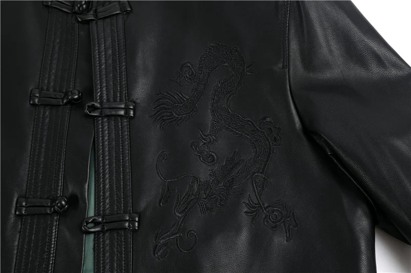 Chinese Style Men PU Bomber Jackets Coats Motorcycle Biker Faux Leather Jacket Autumn Winter Clothes Male Classic Thick Coat | Мужская