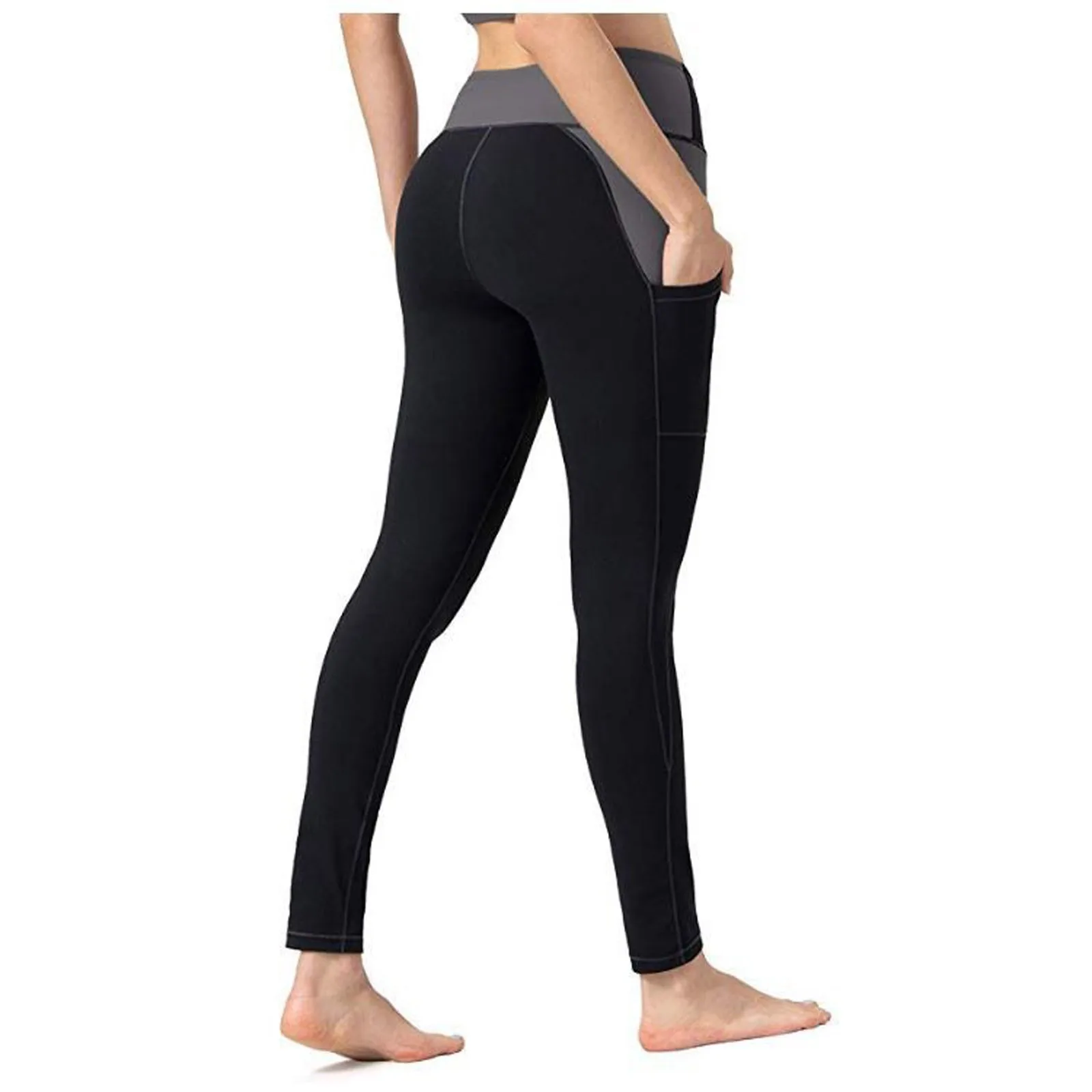 

Women's Grenadine Patchwork High Waist Sports Fitness Yoga Pants With Pockets Fitness Running Gym Sports Active Pants Leggings