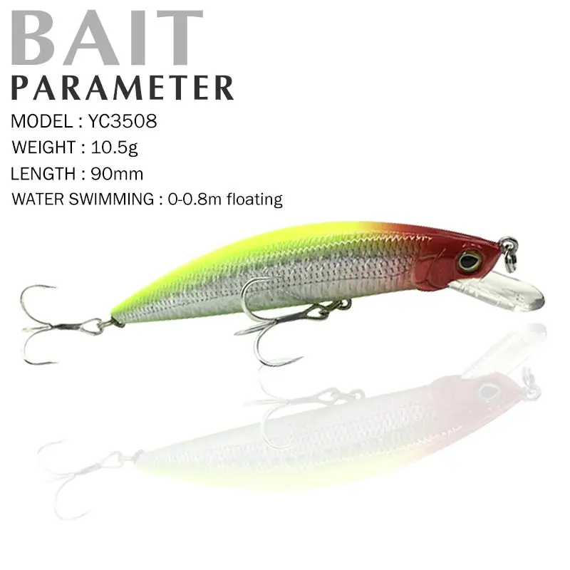

Fishing Lure 90mm/12.5g 0-0.8m Floating Super Sinking Minnow Lures Fishing Bait Colorful 3D Eyes Scented bait lure