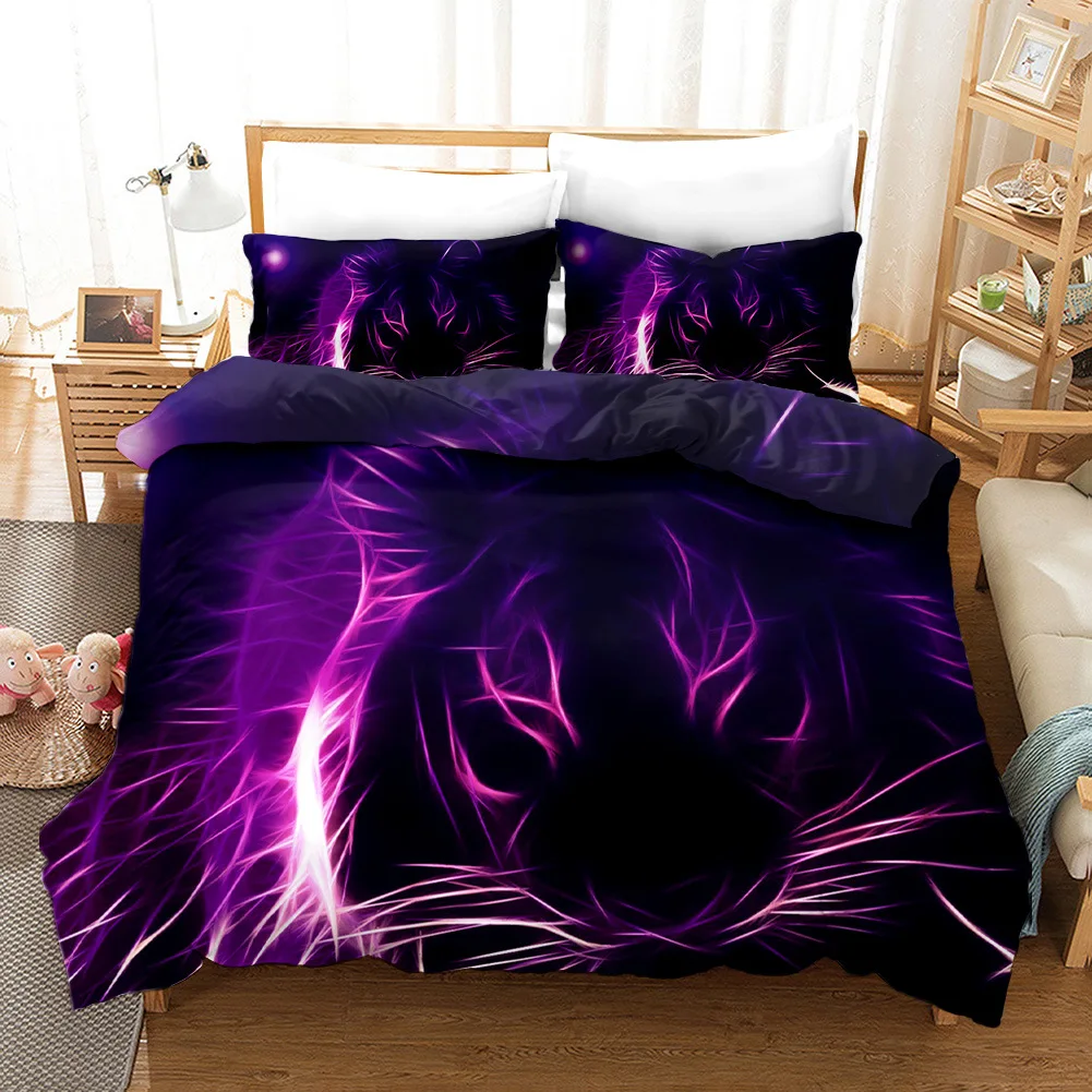 

3D Unicorn Bedding Set Cartoon Duvet Cover With Pillowcase Kids Bed Line Aniaml Tiger Lion Comforter Set Bed Set