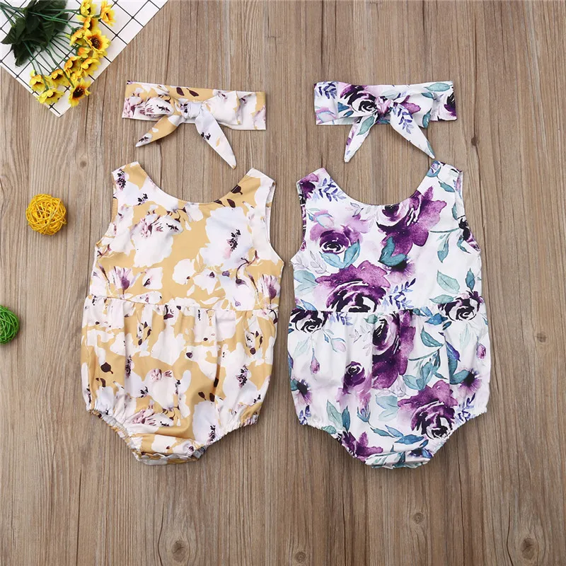 Pudcoco Милая новорожденная девочка малыш Boho Цветочный комбинезон комплект одежды
