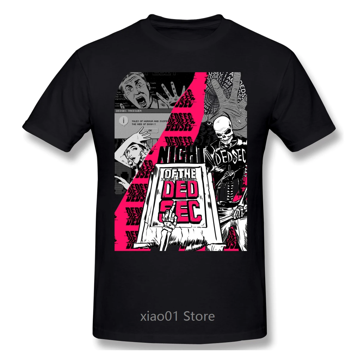 

Night Of The Dedsec Skull Hacker Cool Watch Dogs Games T Shirt Oversized O-neck Cotton Short Sleeve Custom Men T Shirt