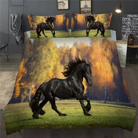 3d printed black horse bedding set single double duvet cover set twin full queen king size beclothes child adult home textile