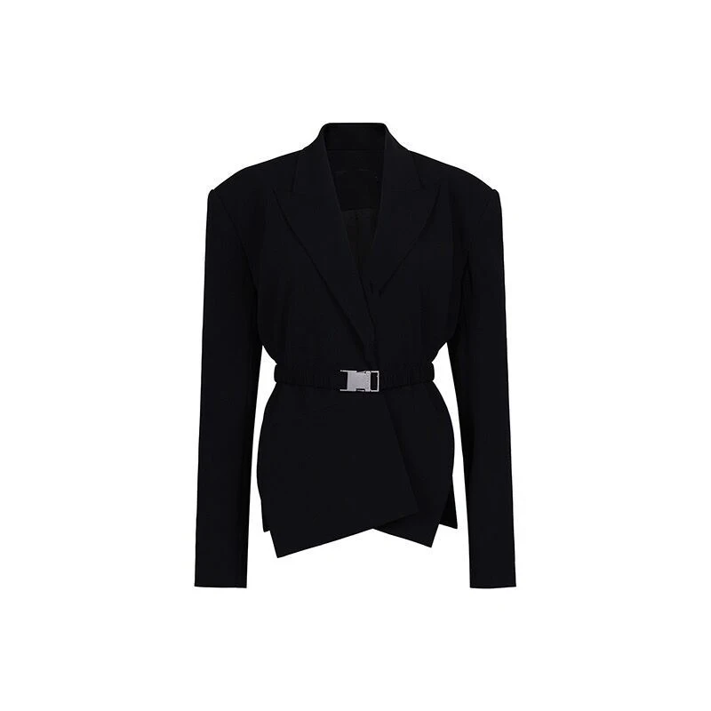 

TWOTWINSTYLE White Casual Blazer For Women Notched Long Sleeve Sashes Korean Blazers Female Fashion New Clothing Spring Tide