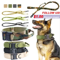 personalized nylon pet collar large dogs military tactical dogs collar leash for german shepherd traning collar dog accessories
