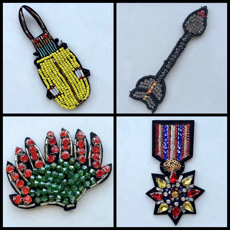 1 шт. брошь со стразами и бусинами в форме жука аппликация ПРИШИТАЯ