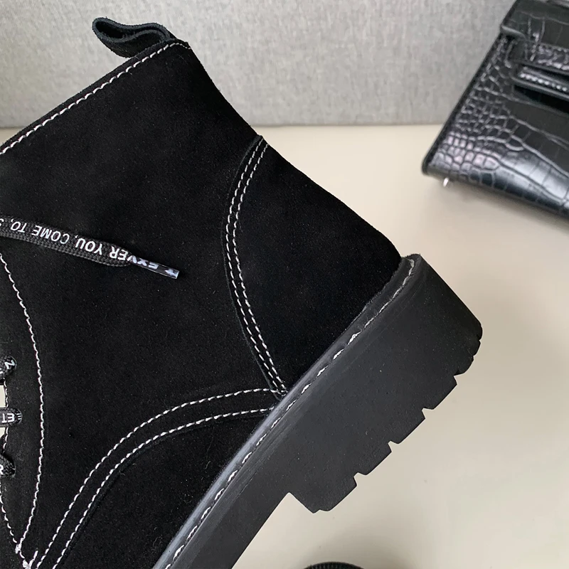 Ботильоны из натуральной коровьей замши сезон осень-зима однотонная женская