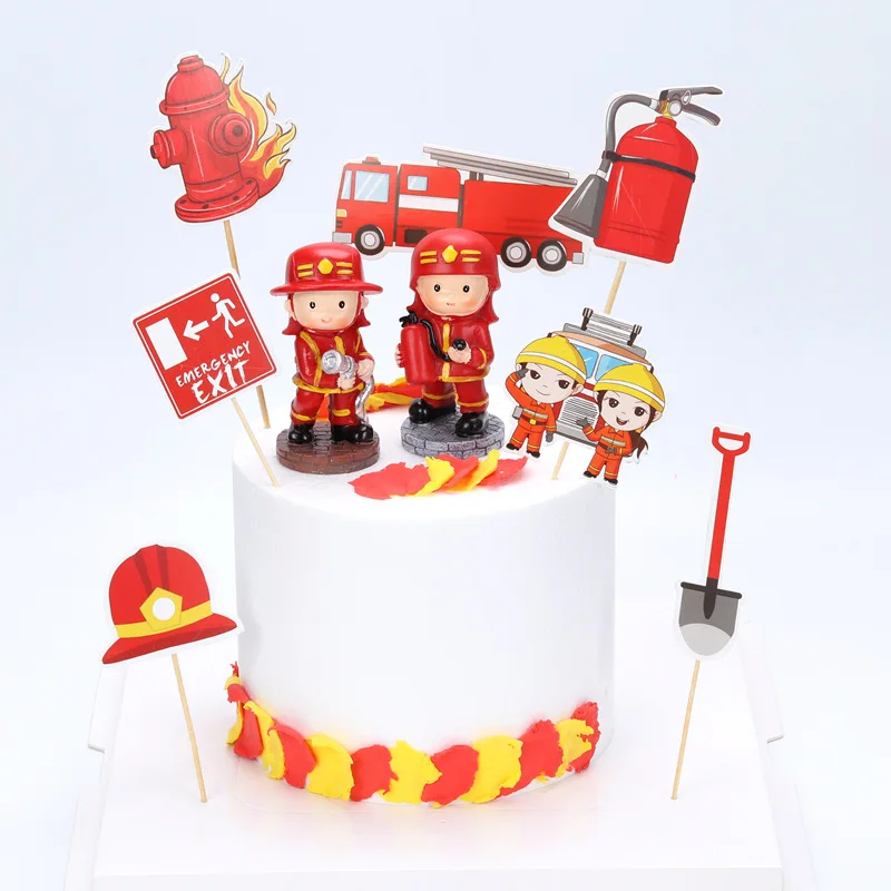 Пожарный герой торт Топпер пожарный грузовик кекс топперы детский душ День