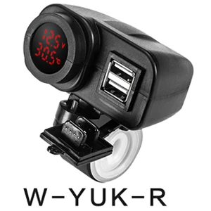 W-YUK-R Зарядное устройство Usb для мотоцикла, быстрая зарядка, штепсельная вилка, комплект, 4,2 A, напряжение, температура, дисплей, кабель, включение/выключение, водонепроницаемый двойной Usb, 12 В, 24 В, S - Название цвета: W-YUK-R