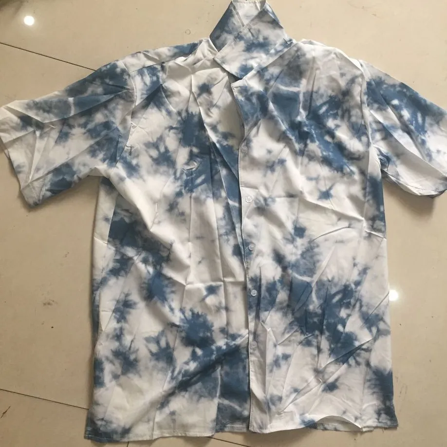 blue white Негабаритных Свободные Пейсли галстук краситель печати Винтаж Блузка хип хоп Уличная панк Харадзюку корейский для женщин и мужчин Топ рубашка контрастные Blusas - Цвет: blue white