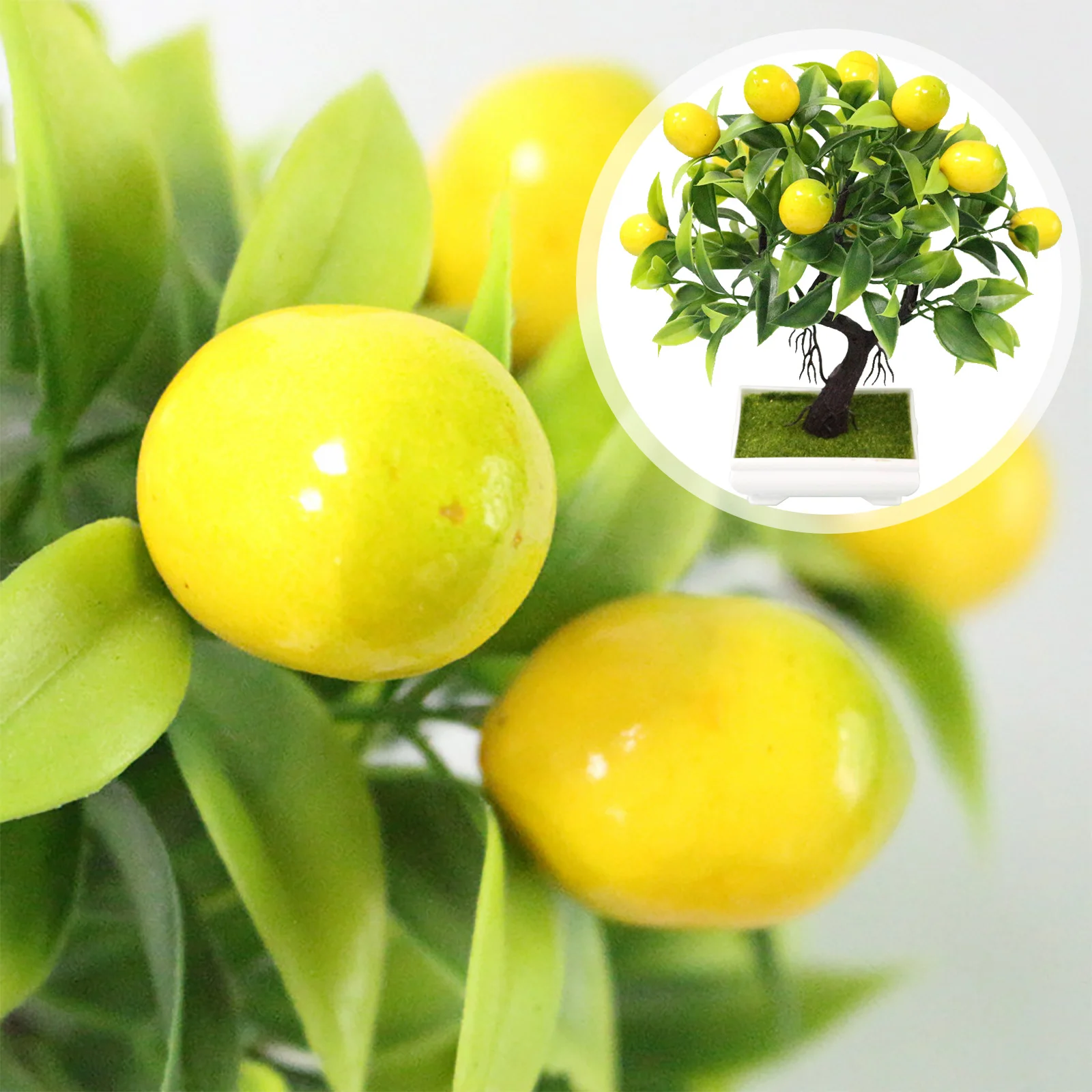 

Bonsai Artificial Plants Bonsai Fake Tree Yellow Foam Fruit Potted For Home Decoration Accessories Wedding Home Decor