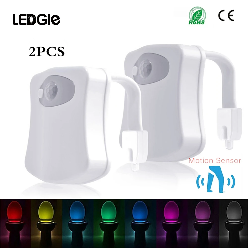 LEDGLE 2 шт. 8 цветов авто RGB пир туалет светодиодный ночник датчик движения сидение