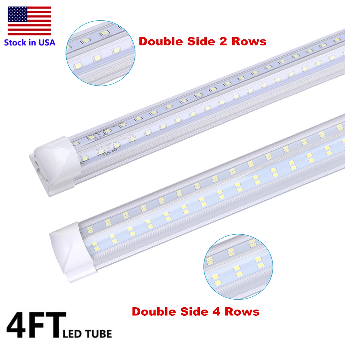 25 Pack 4 ft LED Tube Lights 4 Rows 60W 4Foot LED Tube V-shape Integrate Double Sides 270 Angle LED Tube 36W Stock In US