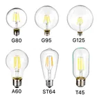 E27 ретро Эдисон светодиодный ная лампа накаливания лампа 220-240 В лампочка G45 A60 ST64 T45 G80 G95 G125 стеклянная лампа винтажная свесветильник