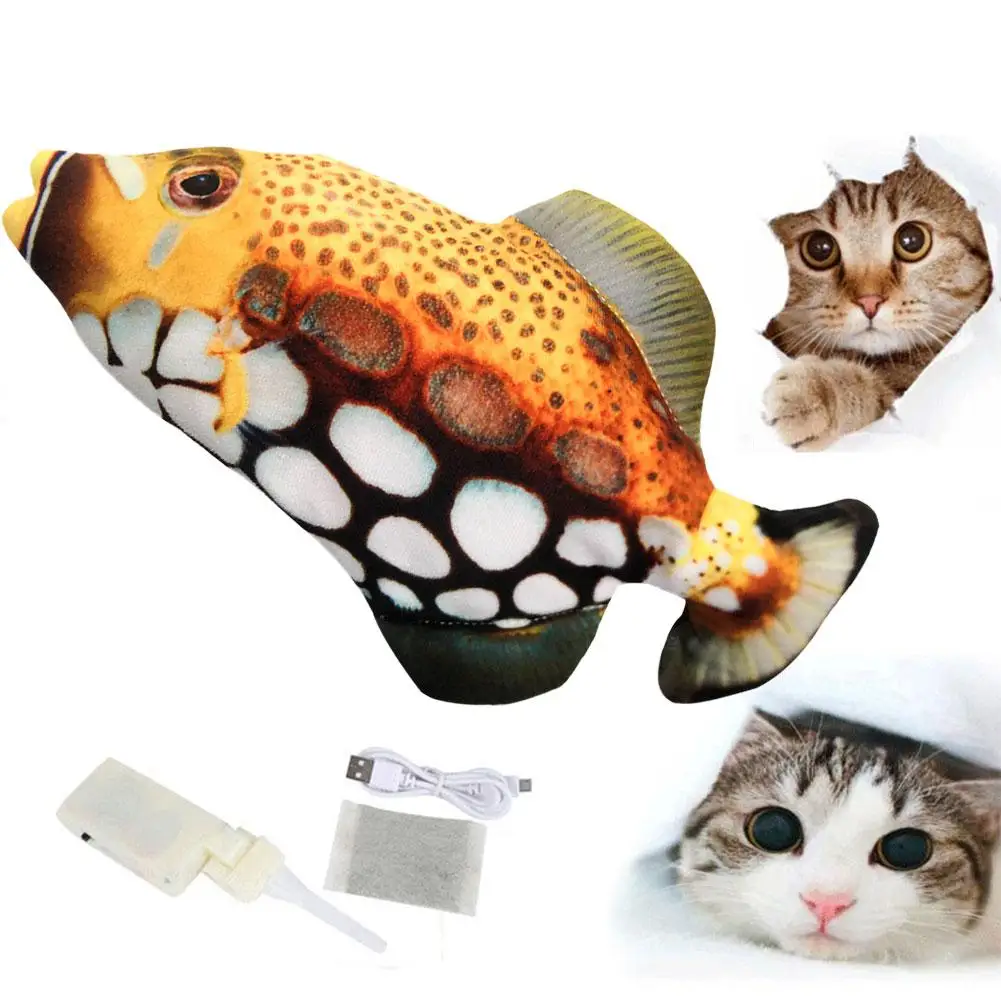 

Электрический перемещение игрушечная рыбка реалистичные плюшевые Электрический Вибрационный рыба кошка жевать игрушки Укус кошачья мята ...