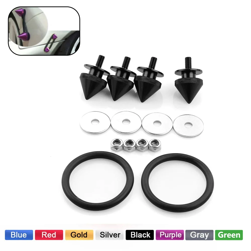 

JDM-1 Set Universal Car Auto Spike Front Bumper Hatch Lids Quick Release Fasteners Nuts Bolt Alloy Aluminum for Most Car Truck