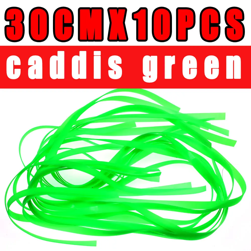 10pcs caddis green 10 шт./пакет 3 мм х 30 см cadis Fly куколки Нимфа червя тело Обёрточная бумага кожи Caddis личинки/Чешский Нимфа Скад приманки материал для вязания мушек - Цвет: 10pcs caddis green