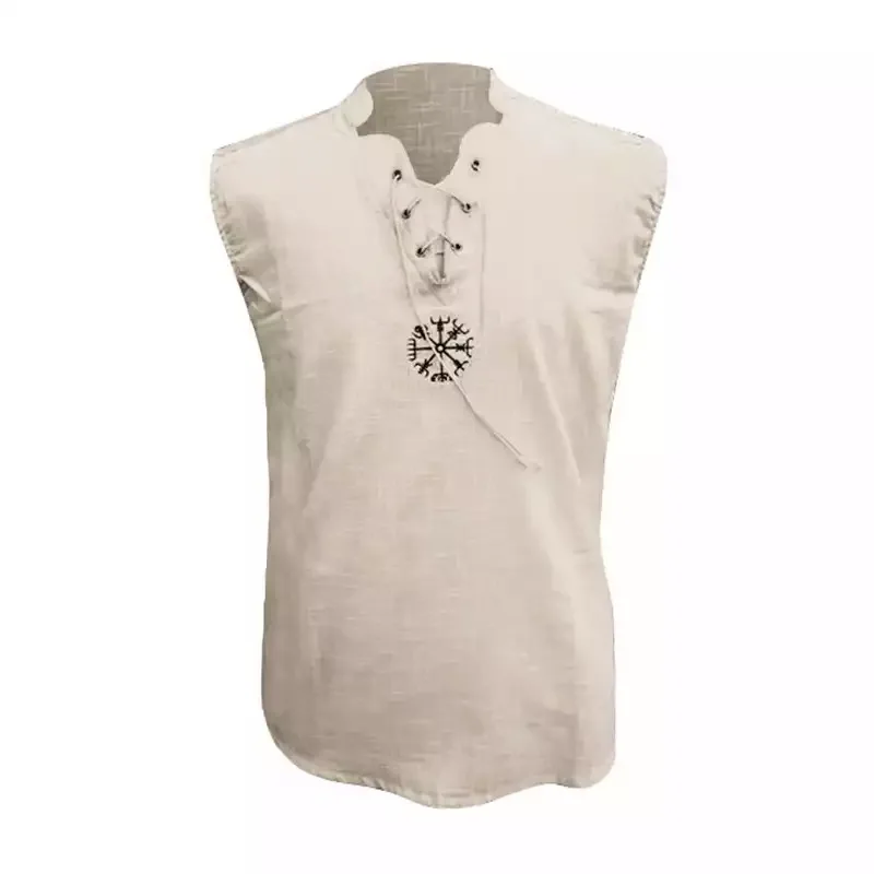 Женская летняя льняная хлопковая майка рубашка средневековый костюм викингов