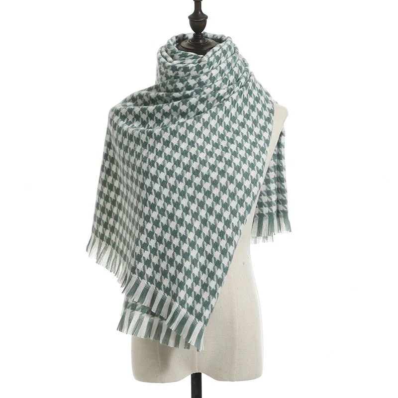 

Women's Scarves Winter Vintage Soft Warm Casal Black White Plaid Scarves Womans Bufandas Invierno Mujer