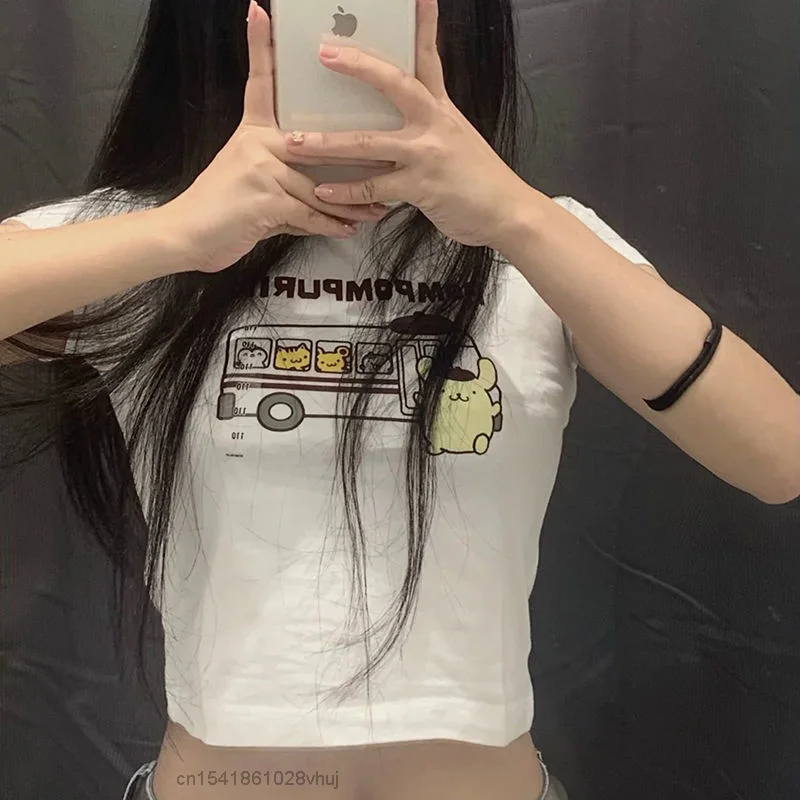 

Y2k Kawaii 100% Cotton Short My Melodyed Print T-shirt For Women 2021 Summer Korean Loose Student Tank Top Tees Cartoon Tshirt