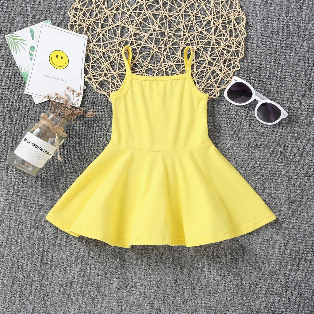 

TELOTUNY dress Summer Toddler Baby Girls Sleeveless Solid Print Suspenders princess Dresses beach Clothes baby dress summer
