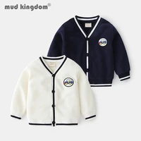 mudkingdom boy outerwear solid long sleeve print v neck cardigan button sweatshirts tops for kids spring autumn fashion clothes