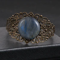 natural moonstone tiger eye stone copper wrap bracelet men women vintage bronze cuff bracelets bangles party wedding jewelry
