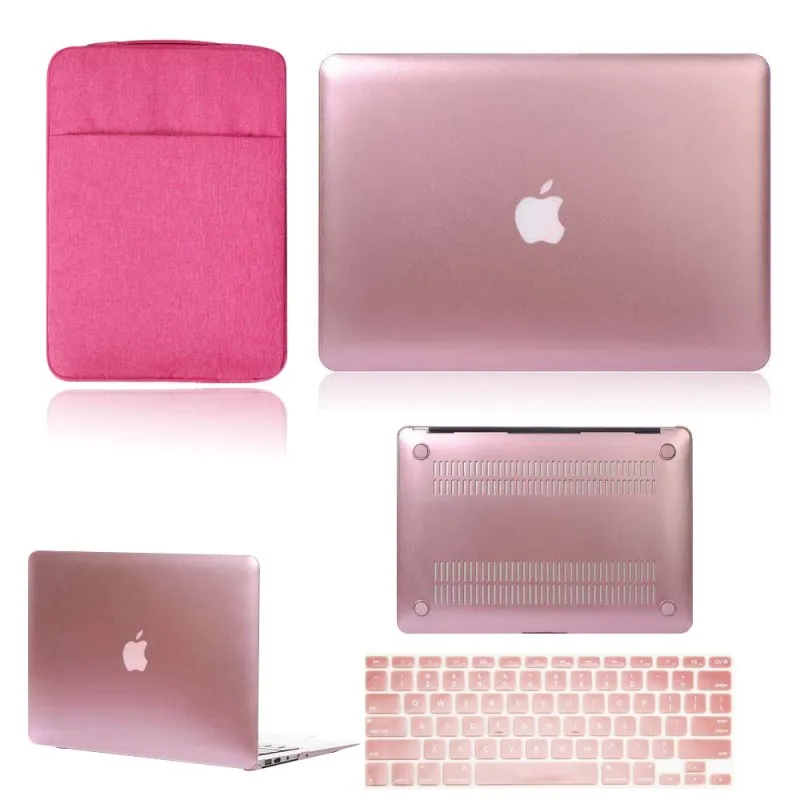 Rose Gold KK&LL Жесткий Чехол для ноутбука+ сумка+ чехол для клавиатуры-Apple MacBook Air Pro retina 11 12 13 15 и Air13/Pro 13 15 Touch Bar - Цвет: Rose Gold
